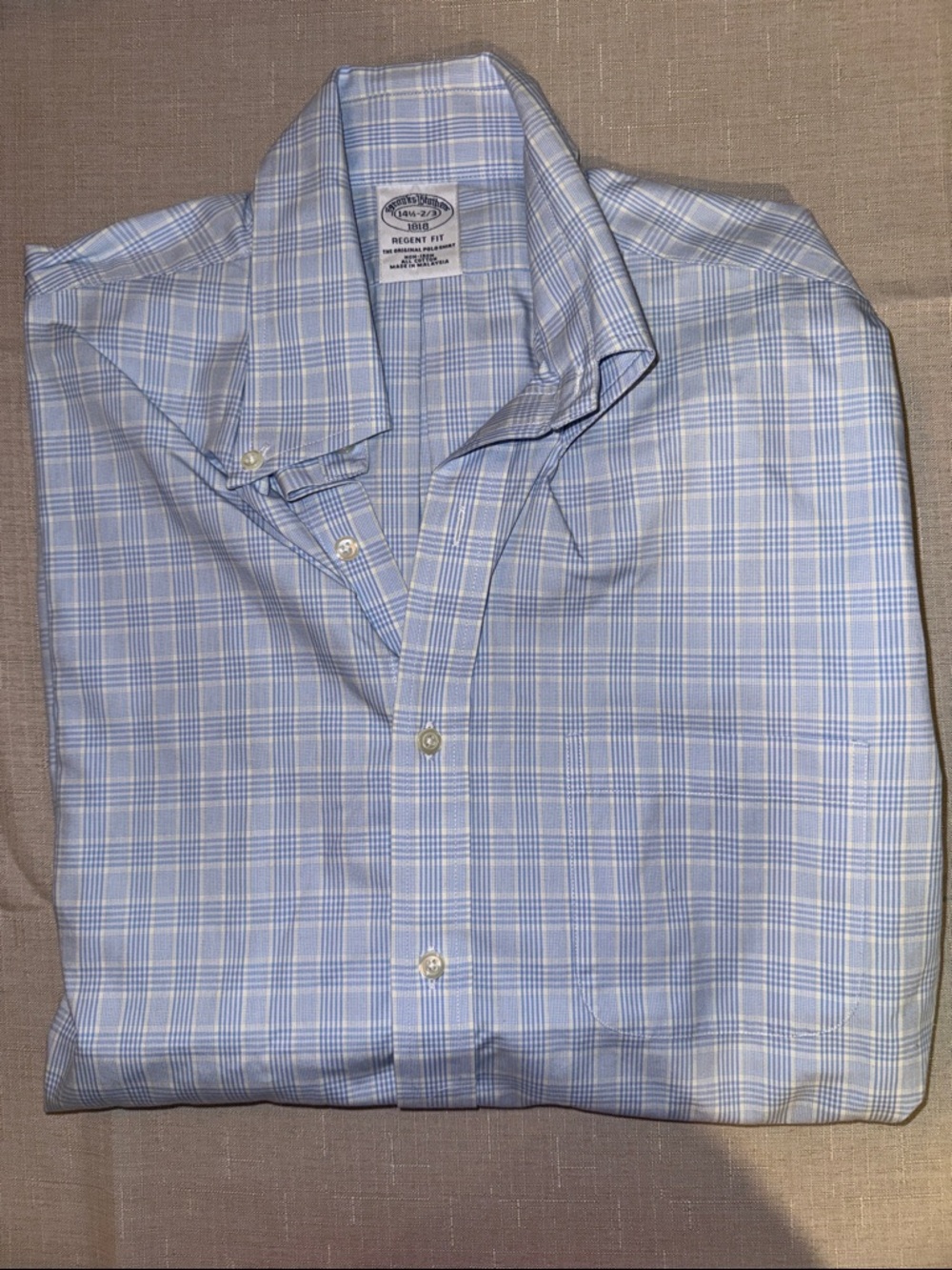 Brooks Brothers Light Blue and White Plaid Dress Shirt